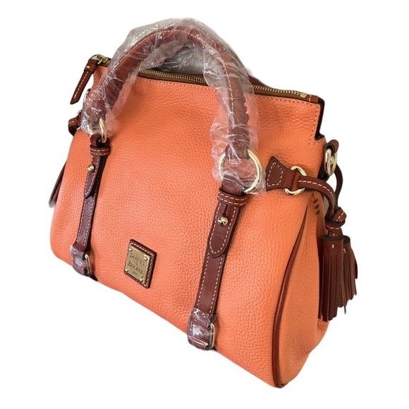 Dooney & Bourke Pebble Grain small Satchel purse Apricot pale pink RARE NWT - Picture 3 of 16